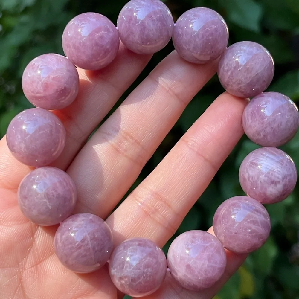 17mm chunky stretchable purple rose quartz bracelet‎